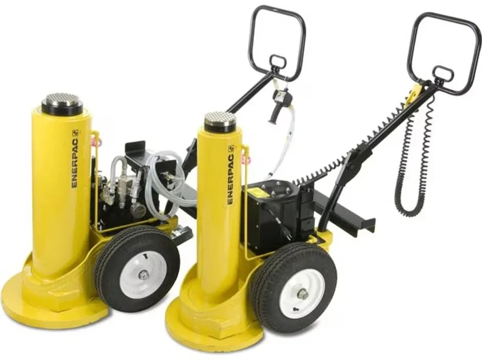 A hydraulic wheeled jack is a portable lifting device that combines hydraulic lifting power with an integrated wheel system for easy movement.